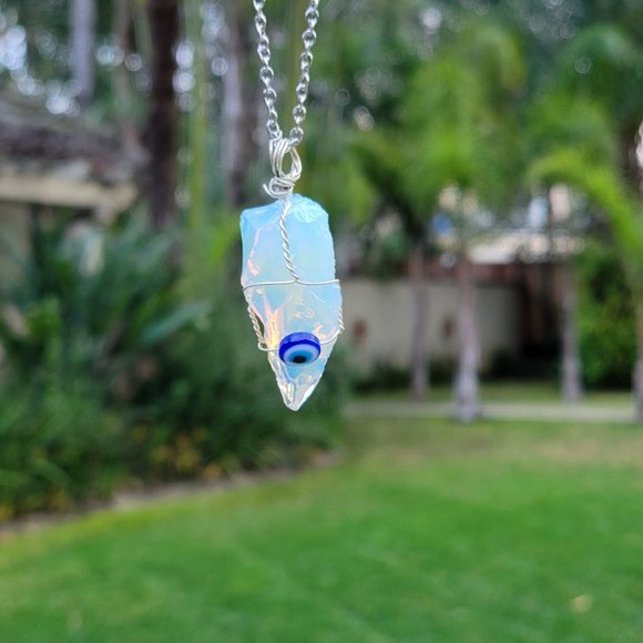 Opal Evil Eye Pendant - Picture 6 of 14